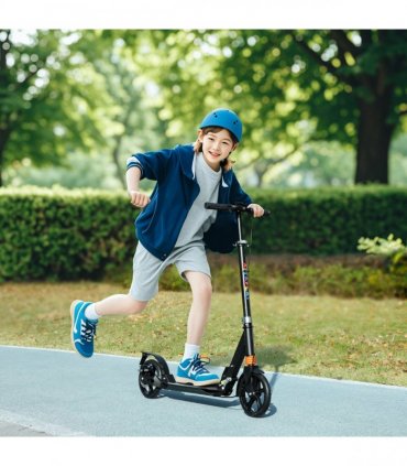AIYAPLAY Kids Scooter, Foldable Kick Scooter w/ Adjustable Handlebar, Black