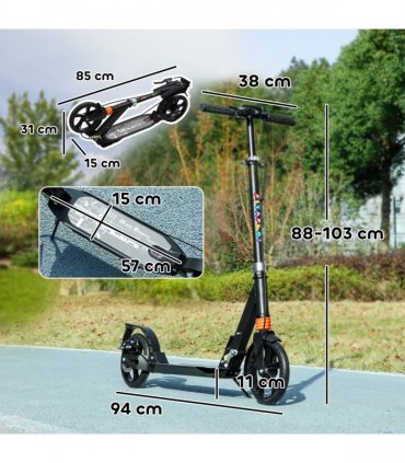 AIYAPLAY Kids Scooter, Foldable Kick Scooter w/ Adjustable Handlebar, Black