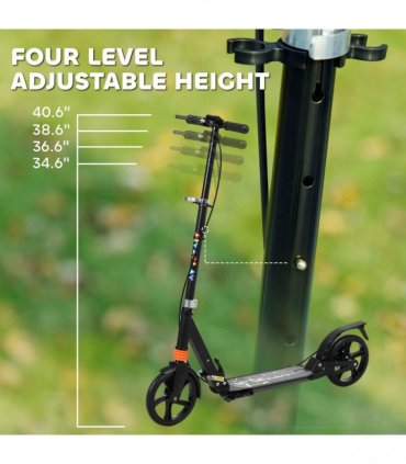 AIYAPLAY Kids Scooter, Foldable Kick Scooter w/ Adjustable Handlebar, Black