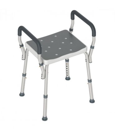 HOMCOM Rust-Free Aluminium Bath Chair with Adjustable Height, Grey