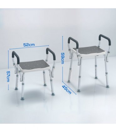 HOMCOM Rust-Free Aluminium Bath Chair with Adjustable Height, Grey