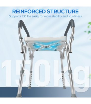 HOMCOM Rust-Free Aluminium Bath Chair with Adjustable Height, Grey
