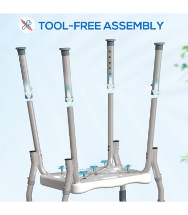HOMCOM Rust-Free Aluminium Bath Chair with Adjustable Height, Grey