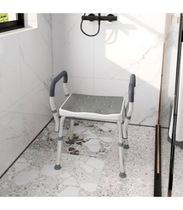 HOMCOM Rust-Free Aluminium Bath Chair with Adjustable Height, Grey