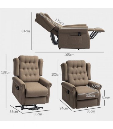 HOMCOM Power Lift Recliner Armchair with Wingback, Button Tufted, Brown