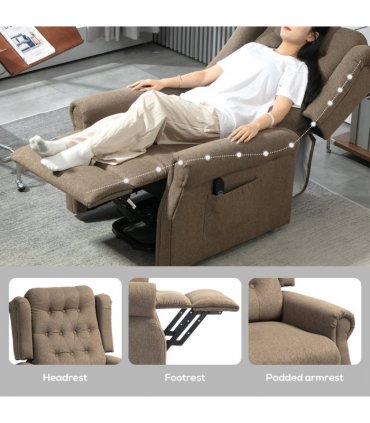 HOMCOM Power Lift Recliner Armchair with Wingback, Button Tufted, Brown