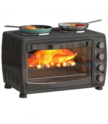 HOMCOM 36L Countertop Toaster Oven with 2 Hot Plates, Grill, Roast, Bake
