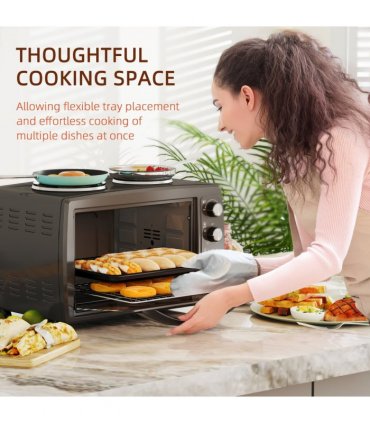 HOMCOM 36L Countertop Toaster Oven with 2 Hot Plates, Grill, Roast, Bake
