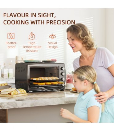 HOMCOM 36L Countertop Toaster Oven with 2 Hot Plates, Grill, Roast, Bake