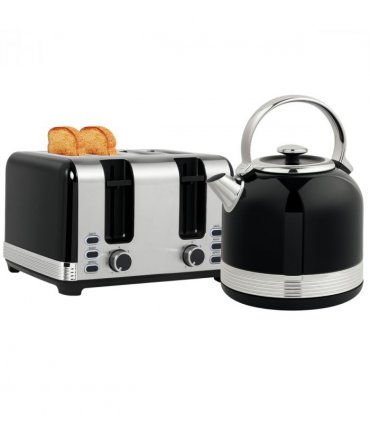 HOMCOM 1.7L 3000W Fast Boil Electric Kettle and 4 Slice Toaster Set, Black