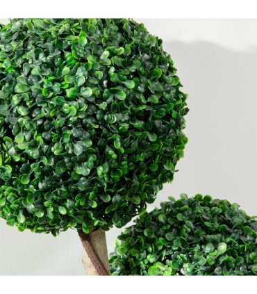 HOMCOM Artificial Plant Boxwood Ball Topiary Tree Indoor Outdoor, 90cm