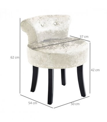 HOMCOM Dressing Table Stool Vanity Seat w/ Rubber Wood Legs Bedroom - Beige