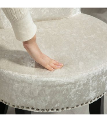 HOMCOM Dressing Table Stool Vanity Seat w/ Rubber Wood Legs Bedroom - Beige