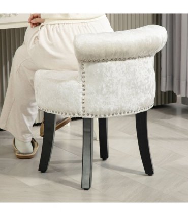 HOMCOM Dressing Table Stool Vanity Seat w/ Rubber Wood Legs Bedroom - Beige