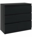 HOMCOM Chest of Drawers, 3 Drawer Storage Cabinet Unit for Bedroom, Black