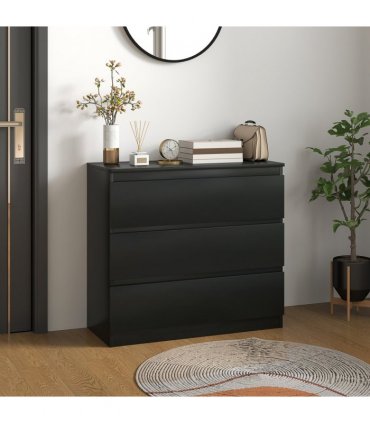 HOMCOM Chest of Drawers, 3 Drawer Storage Cabinet Unit for Bedroom, Black