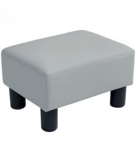 HOMCOM Chic Faux Leather Footstool Small Footrest with 4 Plastic Legs, Grey