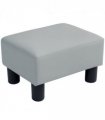 HOMCOM Chic Faux Leather Footstool Small Footrest with 4 Plastic Legs, Grey