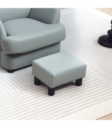 HOMCOM Chic Faux Leather Footstool Small Footrest with 4 Plastic Legs, Grey