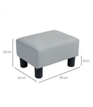 HOMCOM Chic Faux Leather Footstool Small Footrest with 4 Plastic Legs, Grey