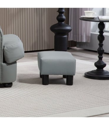 HOMCOM Chic Faux Leather Footstool Small Footrest with 4 Plastic Legs, Grey