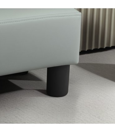 HOMCOM Chic Faux Leather Footstool Small Footrest with 4 Plastic Legs, Grey