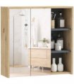 HOMCOM Bathroom Cabinet Wall Mounted Mirror Storage with Shelves Natural