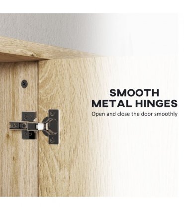 HOMCOM Bathroom Cabinet Wall Mounted Mirror Storage with Shelves Natural
