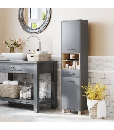 HOMCOM Bathroom Storage Unit with Open Shelves and Drawer