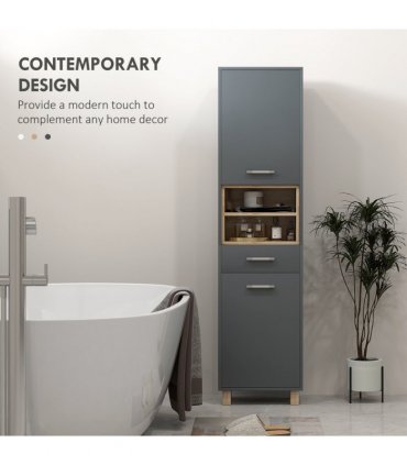 HOMCOM Bathroom Storage Unit with Open Shelves and Drawer