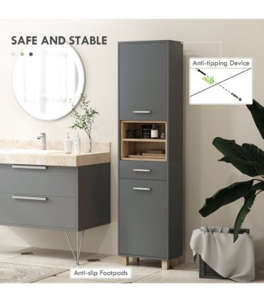 HOMCOM Bathroom Storage Unit with Open Shelves and Drawer