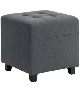 HOMCOM Small Footstool Square Ottoman with Padded Seat for Living Room Grey
