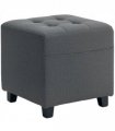 HOMCOM Small Footstool Square Ottoman with Padded Seat for Living Room Grey