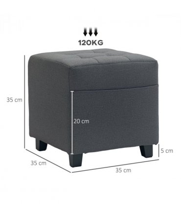 HOMCOM Small Footstool Square Ottoman with Padded Seat for Living Room Grey