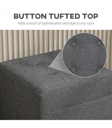 HOMCOM Small Footstool Square Ottoman with Padded Seat for Living Room Grey