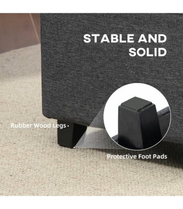HOMCOM Small Footstool Square Ottoman with Padded Seat for Living Room Grey
