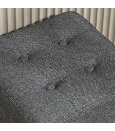 HOMCOM Small Footstool Square Ottoman with Padded Seat for Living Room Grey