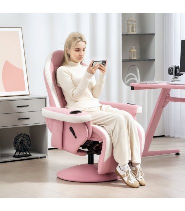 HOMCOM Manual Recliner Armchair PU Sofa Chair w/ Footrest & 135° Reclining