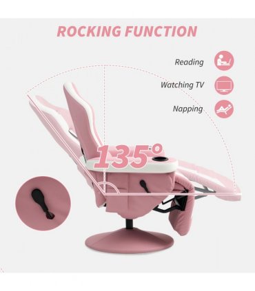 HOMCOM Manual Recliner Armchair PU Sofa Chair w/ Footrest & 135° Reclining