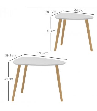 HOMCOM Side Table Set of 2, Modern End Coffee Bedside Tables Grey Natural