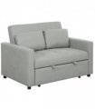 HOMCOM 2 Seater Sofa Bed Convertible Bed Settee with Cushions, Pockets, Grey