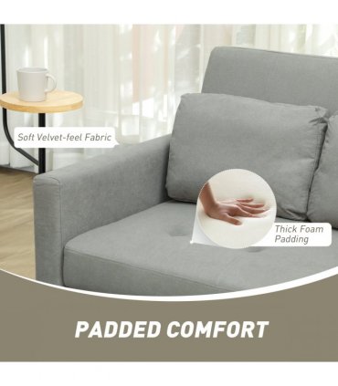 HOMCOM 2 Seater Sofa Bed Convertible Bed Settee with Cushions, Pockets, Grey