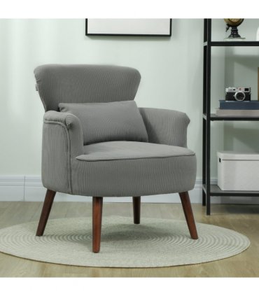 HOMCOM Armchair with Padded Seat and Backrest for Living Room, Light Grey