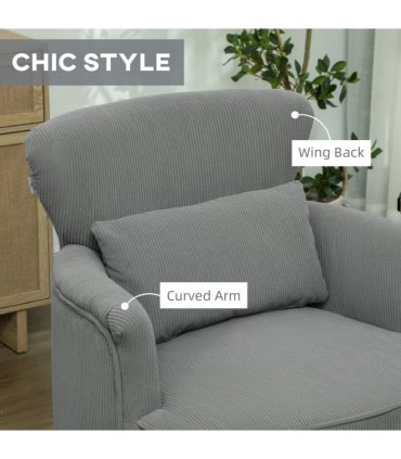 HOMCOM Armchair with Padded Seat and Backrest for Living Room, Light Grey