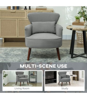 HOMCOM Armchair with Padded Seat and Backrest for Living Room, Light Grey