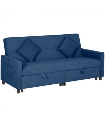 HOMCOM Reversible L-Shaped Sectional Sofa Bed with Cushions, Blue