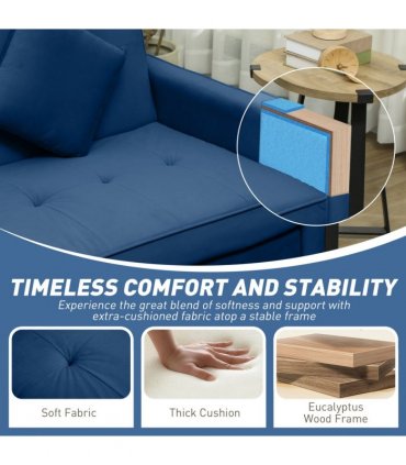 HOMCOM Reversible L-Shaped Sectional Sofa Bed with Cushions, Blue