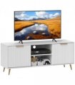 HOMCOM Modern TV Stand Cabinet with Storage for Living Room, White