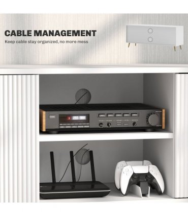 HOMCOM Modern TV Stand Cabinet with Storage for Living Room, White