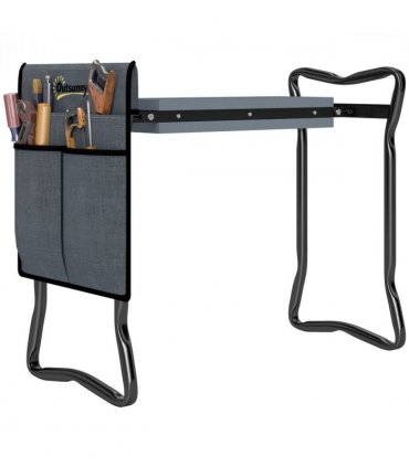 Outsunny Garden Kneeler Foldable Seat Bench EVA Foam Pad with Tool Bag Pouch